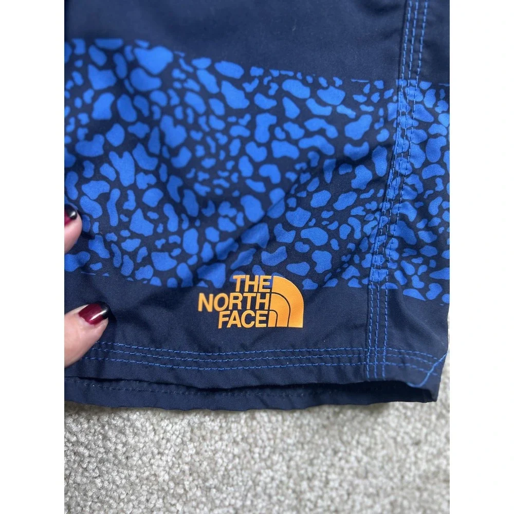 North Face Shorts Boys XS 6 Blue Black Swim Trunks‎ Adjustable Waist Quick Dry